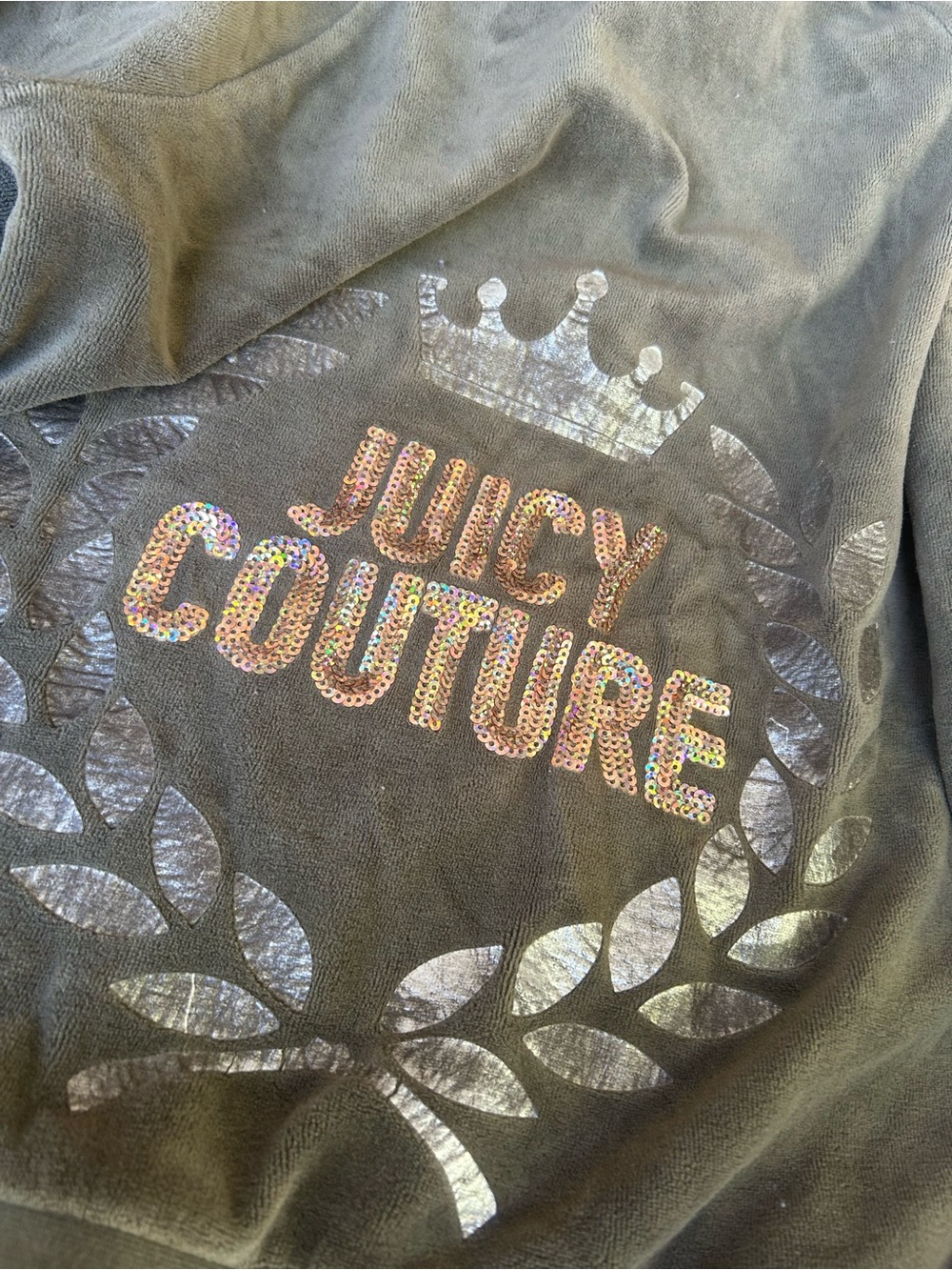 Juicy Couture Black Velour Logo Top with Iridescent Sequins
